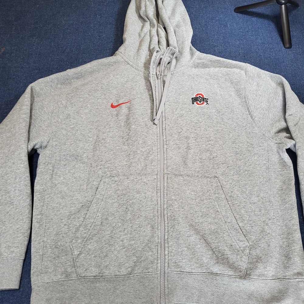 Nike Ohio State Buckeyes Full Zip Hoodie Mens XL Heather Grey Embroidered Logo